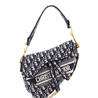 Christian Dior Saddle Handbag with Strap Oblique Canvas Medium