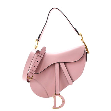 Christian Dior Saddle Handbag with Strap Leather Medium