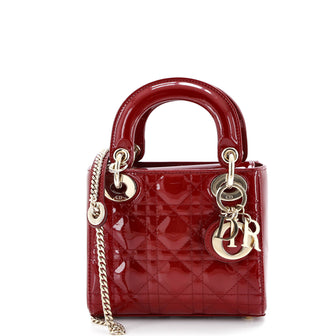 Christian Dior Lady Dior Chain Bag Cannage Quilt Patent Mini