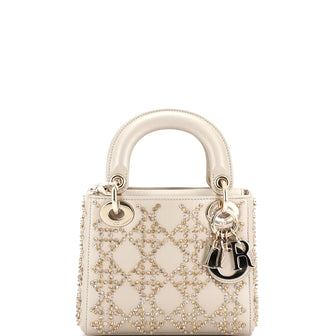 Christian Dior Lady Dior Chain Bag Crystal Embellished Cannage Quilt Leather Mini