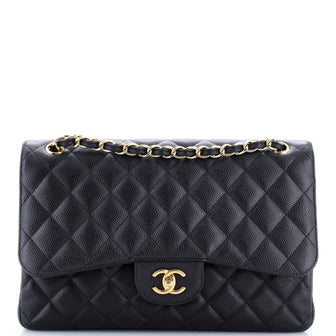 Chanel Classic Double Flap Bag Quilted Caviar Jumbo