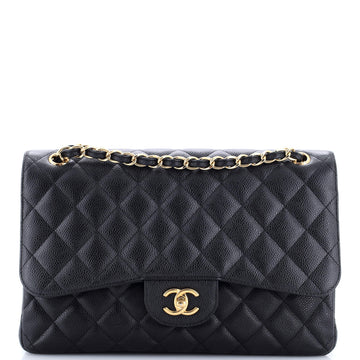 Chanel Classic Double Flap Bag Quilted Caviar Jumbo