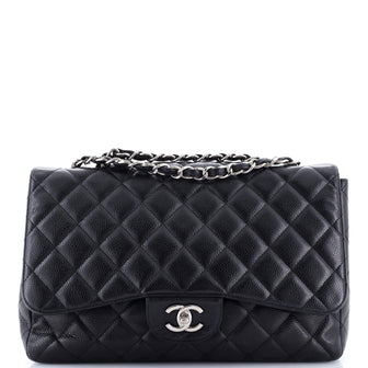 Chanel Classic Single Flap Bag Quilted Caviar Jumbo