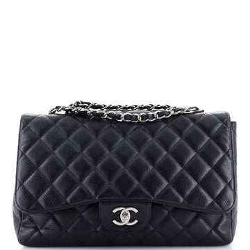 Chanel Classic Single Flap Bag Quilted Caviar Jumbo
