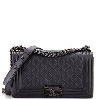 Chanel So Black Boy Flap Bag Quilted Calfskin Old Medium