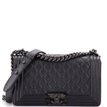 Chanel So Black Boy Flap Bag Quilted Calfskin Old Medium