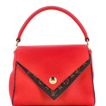 Louis Vuitton Double V Handbag Calfskin with Monogram Canvas