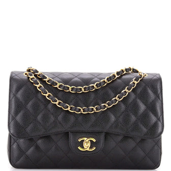 Chanel Classic Double Flap Bag Quilted Caviar Jumbo