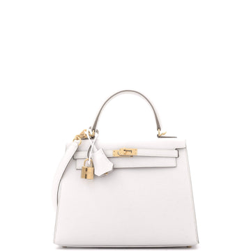 Hermes Kelly Handbag Grey Epsom with Gold Hardware 25