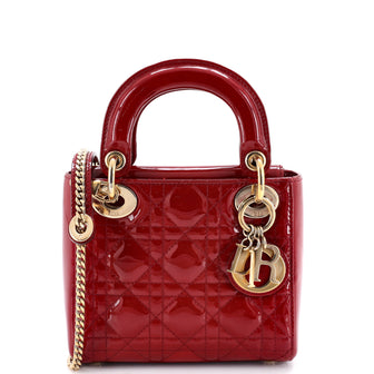 Christian Dior Lady Dior Chain Bag Cannage Quilt Patent Mini