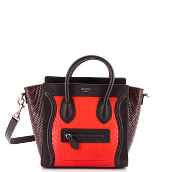 Celine Tricolor Luggage Bag Python and Leather Nano