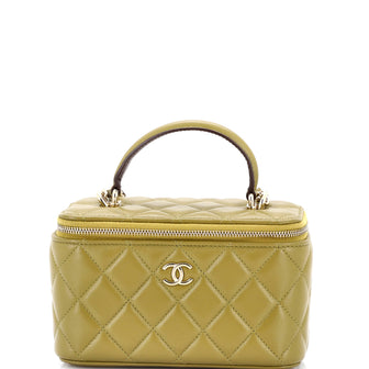 Chanel Classic Top Handle Vanity Case with Chain Quilted Lambskin Small