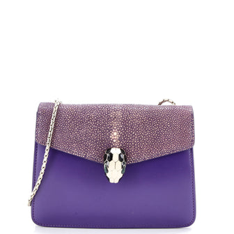 Bvlgari Serpenti Forever Square Shoulder Bag Leather and Stingray Small