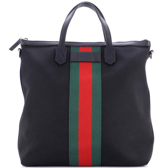 Gucci Web Zip Tote Techno Canvas Medium