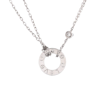 Cartier 2 Diamonds Love Pendant Necklace 18K White Gold with Diamonds