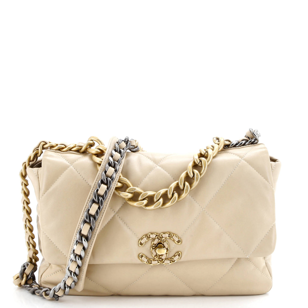 19 Flap Bag Quilted Leather Large