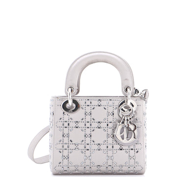 Christian Dior Lady Dior Bag Crystal Embellished Cannage Quilt Satin Mini