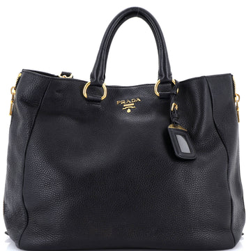 Prada Side Zip Convertible Tote Vitello Daino Large