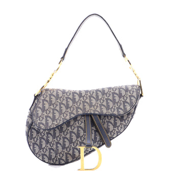 Christian Dior Vintage Saddle Bag Diorissimo Canvas Medium