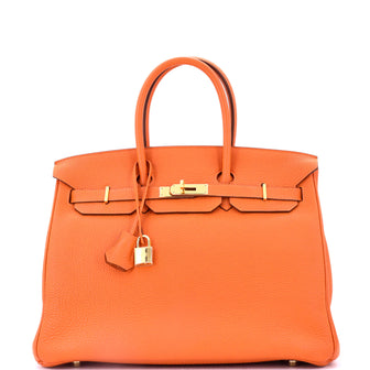 Hermes Birkin Handbag Orange Togo with Gold Hardware 35