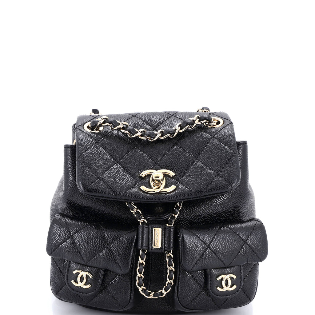 Duma Pockets Drawstring Backpack Quilted Caviar Mini