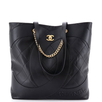 Chanel Club Monaco Shopping Tote Quilted Lambskin Large