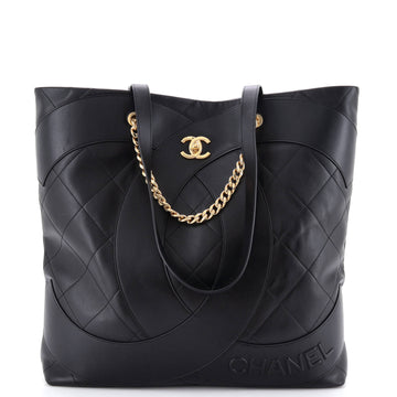 Chanel Club Monaco Shopping Tote Quilted Lambskin Large