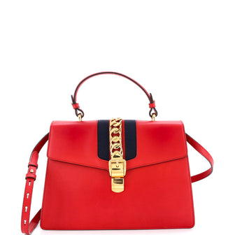 Gucci Sylvie Top Handle Bag Leather Medium