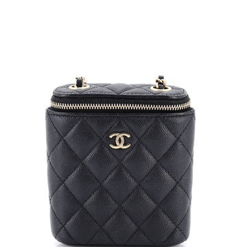 Chanel Vertical Classic Vanity Case with Chain Quilted Caviar Mini
