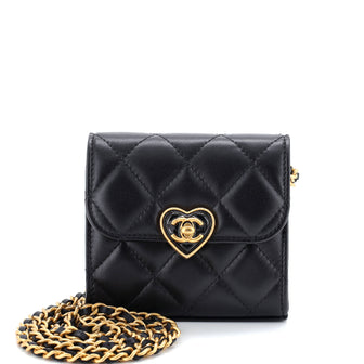 Chanel Coco Love CC Heart Clutch with Chain Quilted Lambskin Mini