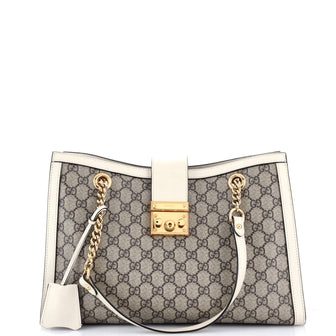 Gucci Padlock Chain Tote GG Coated Canvas with Leather Medium