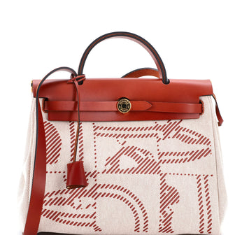 Hermes Herbag Zip Relief Brides de Gala Toile and Leather 31