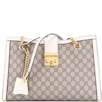 Gucci Padlock Chain Tote GG Coated Canvas with Leather Medium