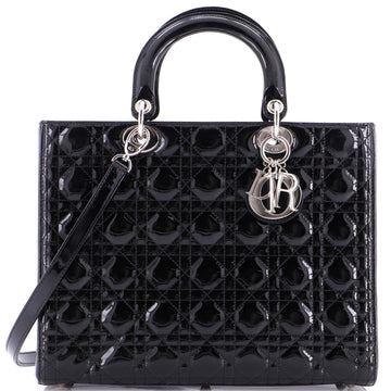 Christian Dior Lady Dior Bag Cannage Quilt Patent Large