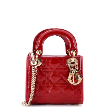 Christian Dior Lady Dior Chain Bag Cannage Quilt Patent Mini