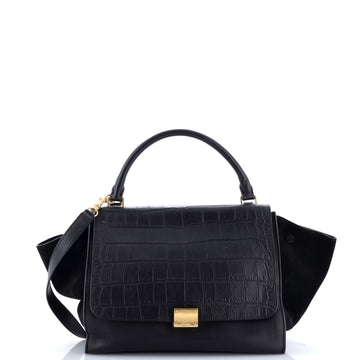 Celine Trapeze Bag Crocodile Embossed Leather Medium
