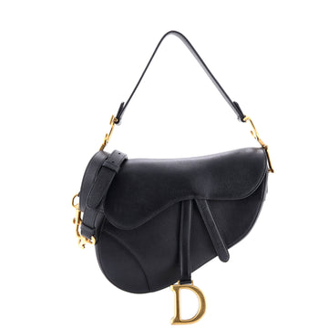 Christian Dior Saddle Handbag with Strap Leather Medium