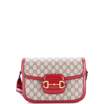 Gucci Horsebit 1955 Shoulder Bag GG Coated Canvas with Leather Small
