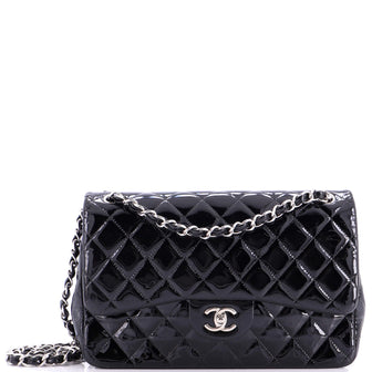 Chanel Classic Double Flap Bag Quilted Patent Jumbo