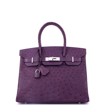 Hermes Birkin Handbag Purple Ostrich with Palladium Hardware 30