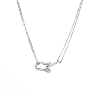 Tiffany & Co. HardWear Double Link Pendant Necklace 18K White Gold with Diamonds