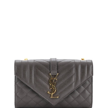 Saint Laurent Classic Monogram Envelope Satchel Mixed Matelasse Leather Small