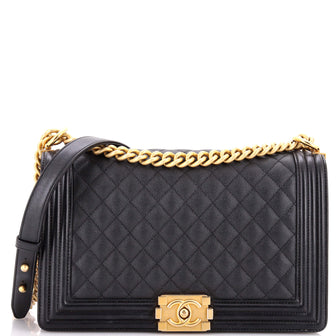 Chanel Boy Flap Bag Quilted Caviar New Medium