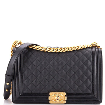 Chanel Boy Flap Bag Quilted Caviar New Medium