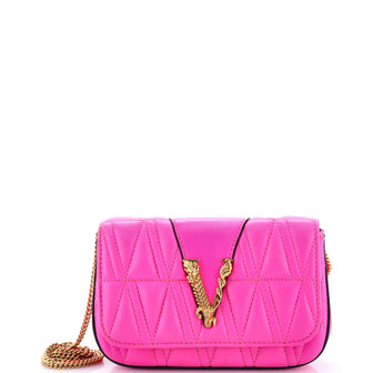 Versace Virtus Clutch on Chain Quilted Leather