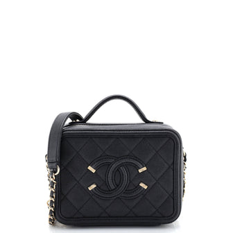 Chanel Filigree Vanity Case Quilted Caviar Small