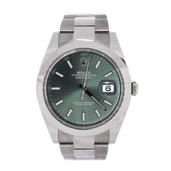 Rolex Oyster Perpetual Datejust Mint Green Automatic Watch Stainless Steel 41
