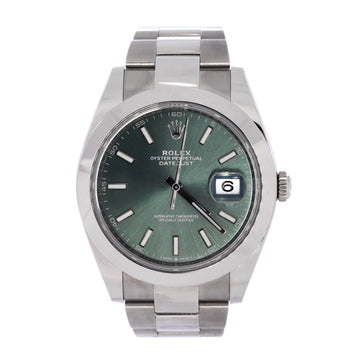 Rolex Oyster Perpetual Datejust Mint Green Automatic Watch Stainless Steel 41