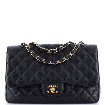 Chanel Classic Single Flap Bag Quilted Caviar Jumbo