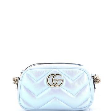 Gucci GG Marmont Shoulder Bag Chevron Iridescent Leather Small